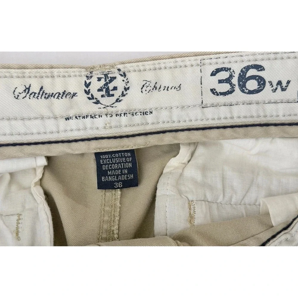 Izod Saltwater Cargo Shorts Men 36 Khaki Outdoors Hiking 10in Inseam